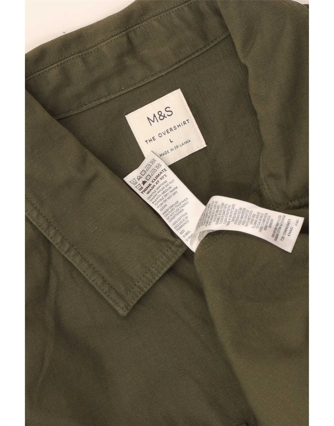 Marks & Spencer Herren-Overshirt-Hemd, groß, Khaki, Baumwolle