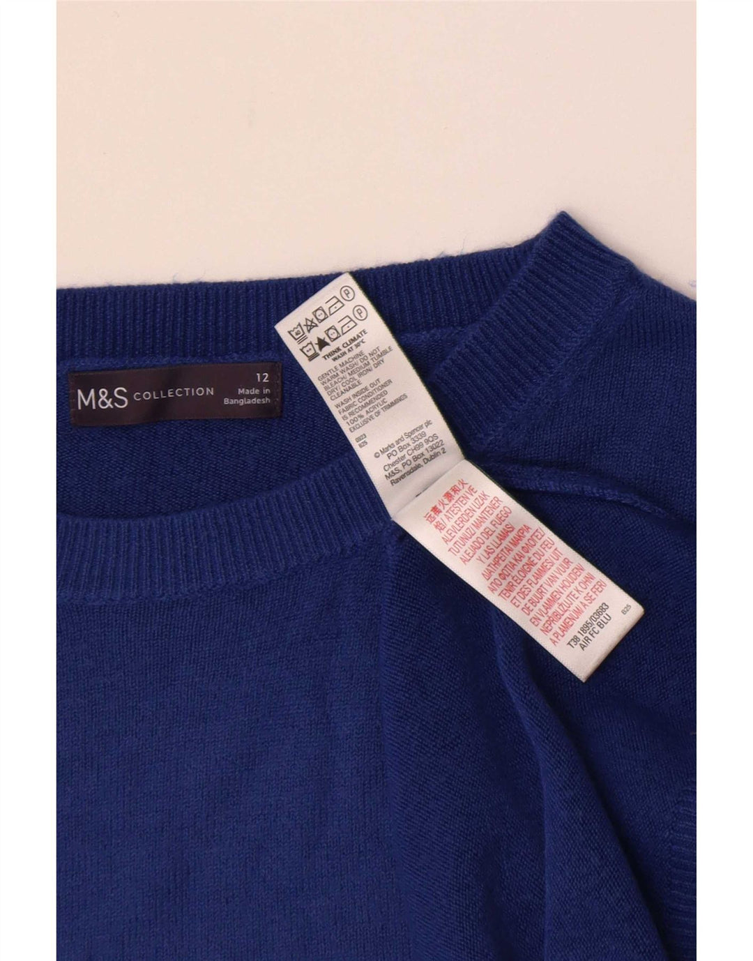 Marks & Spencer Damen-Pullover mit U-Boot-Ausschnitt, UK 12, Mittelblau, Acryl