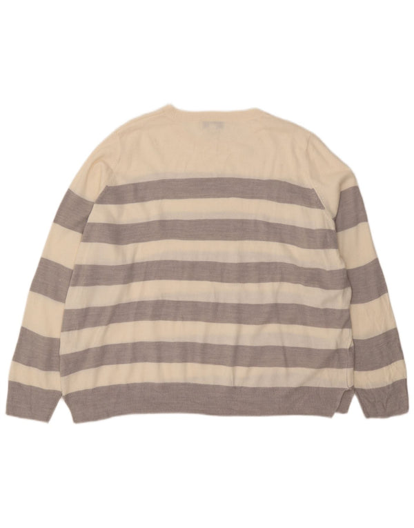 Marks & Spencer Womens Boat Neck Jumper Sweater UK 22 3XL Grey Striped