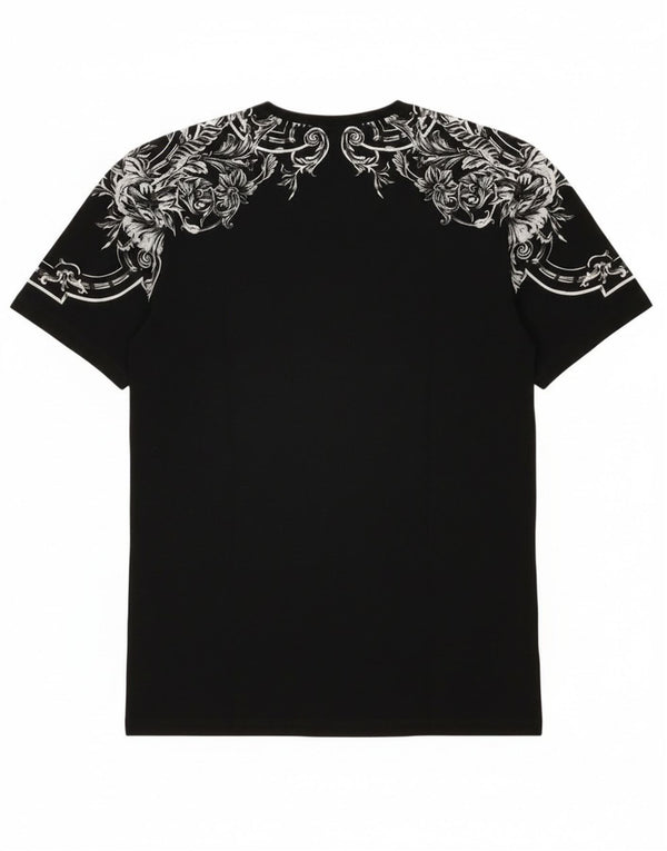 Zara Herren-T-Shirt mit Grafik, groß, schwarz, geblümt