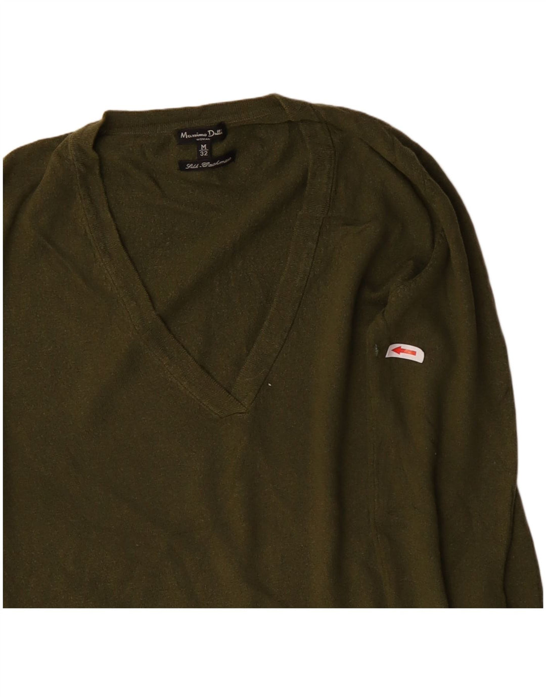 Massimo Dutti Damen-Pullover mit V-Ausschnitt, UK 12, mittelgrüne Seide