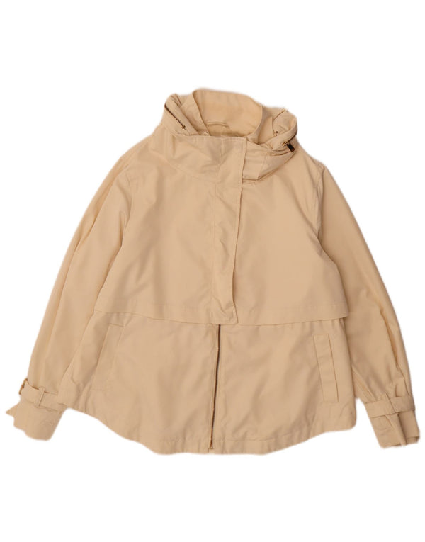 Zara Damen Bomberjacke mit Kapuze UK 14 Large Beige Polyester
