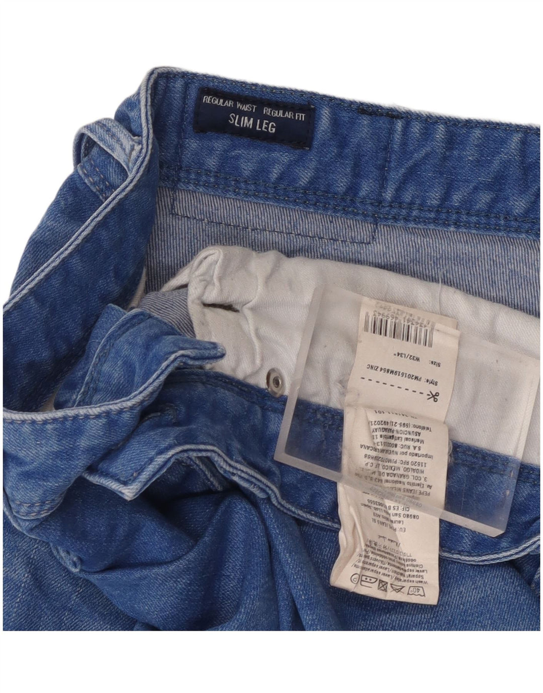 PEPE Jeans Herren Regular Fit Slim Jeans W32 L34 Blaue Baumwolle