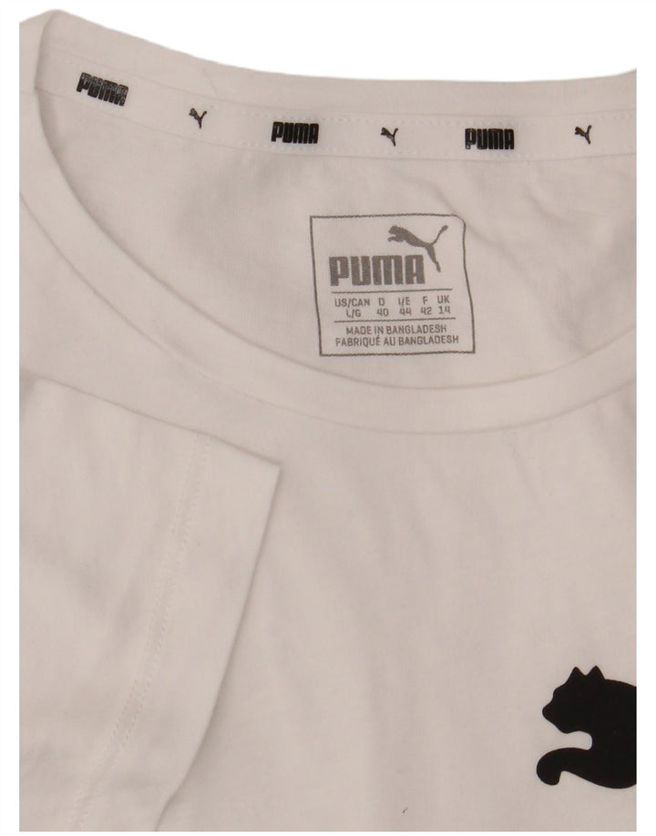 PUMA Womens Graphic T-Shirt Top UK 14 Medium White Cotton