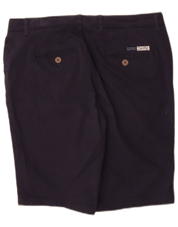 Superdry Damen Regular Chino Shorts UK 12 Medium W32 Marineblau Baumwolle