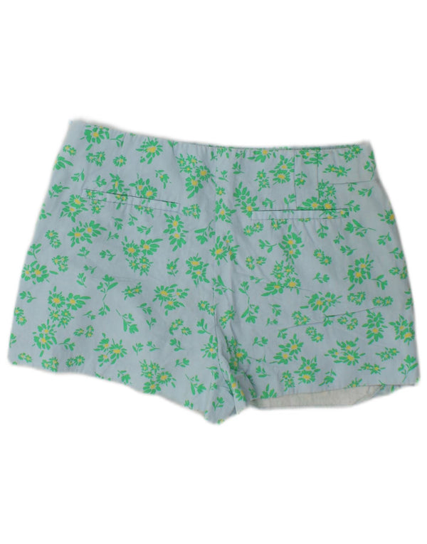 Zara Damen Hotpants Large W30 Viskose mit blauem Blumenmuster