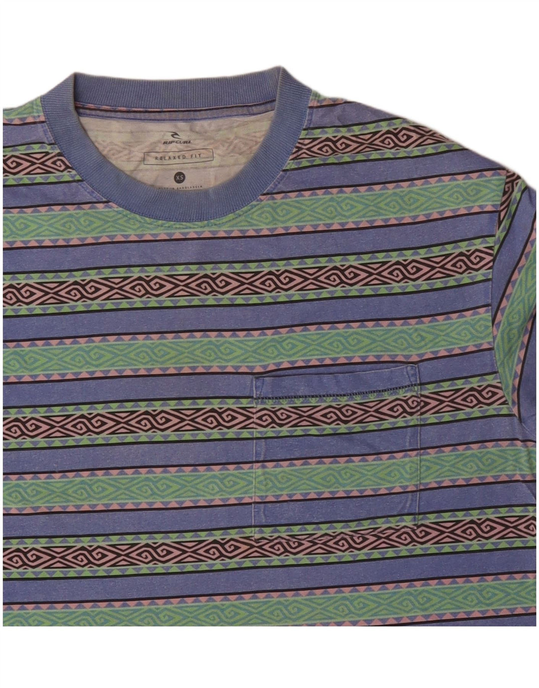 RIP CURL Herren Relaxed Fit T-Shirt Top XS Mehrfarbige geometrische Baumwolle