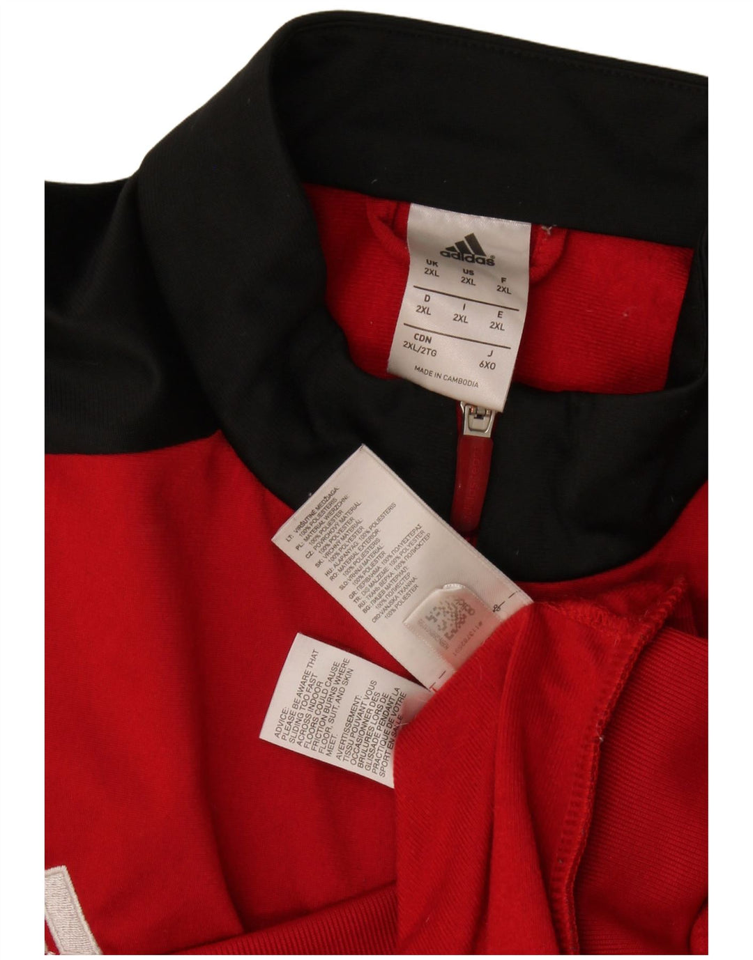 Adidas Herren-Trainingsanzug-Oberteil, Jacke, 2XL, rotes Colourblock-Polyester