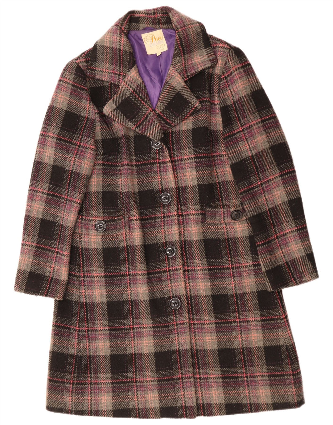 Paco Damenmantel UK 18 XL Mehrfarbig kariertes Polyester