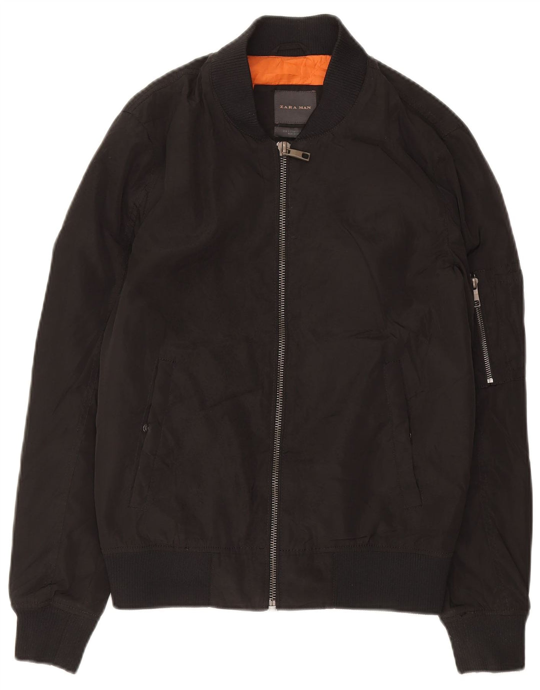 ZARA Mens Bomber Jacket UK 36 Small Black Polyester