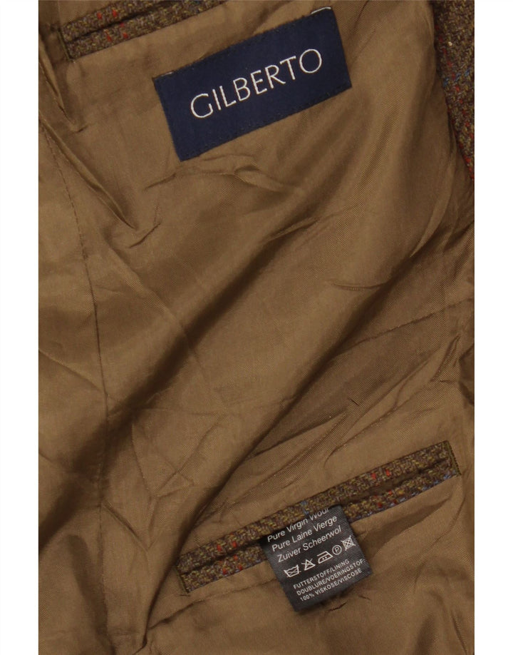 Gilberto Herren-Blazer mit 3 Knöpfen, UK 40, groß, braun kariert, Schurwolle