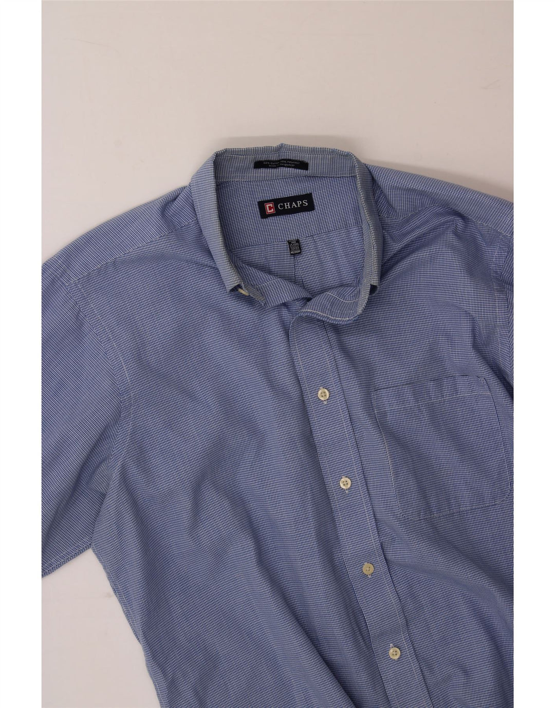 CHAPS Mens Shirt Size 15 1/2 Medium Blue Gingham Cotton Vintage Chaps and Second-Hand Chaps from Messina Hembry 
