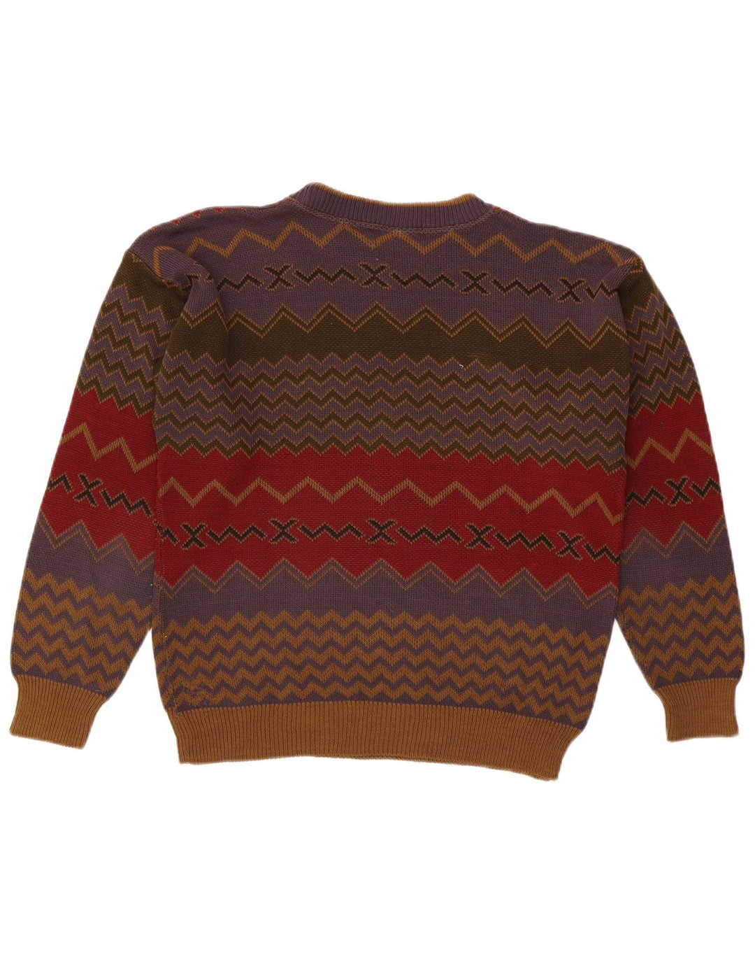 Vintage Herren Pullover mit Rundhalsausschnitt, mittelgroß, mehrfarbig, geometrisch