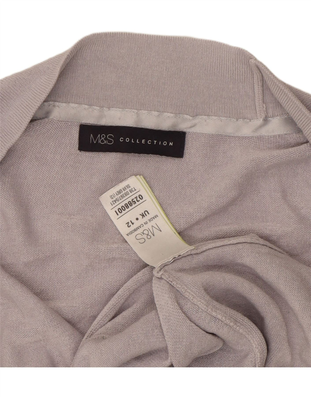 Marks & Spencer Offener Damen-Cardigan-Pullover UK 12 Mittelgraues Acryl