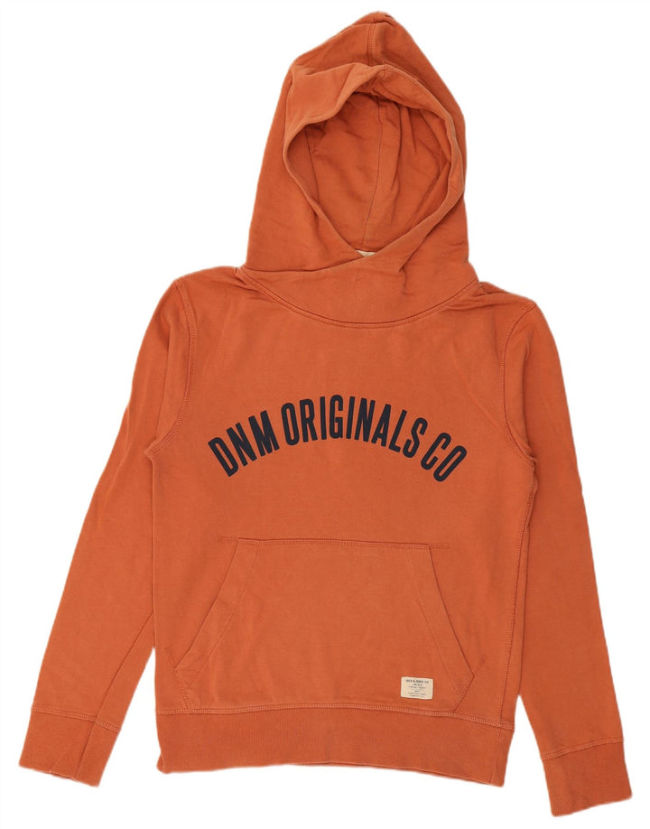JACK & JONES Herren-Kapuzenpullover mit Grafik, Größe S, Orange