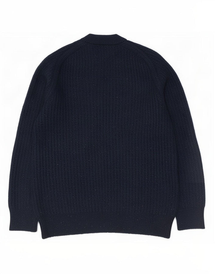 Marks & Spencer Herren-Pullover mit Rundhalsausschnitt, Mittelblau meliert