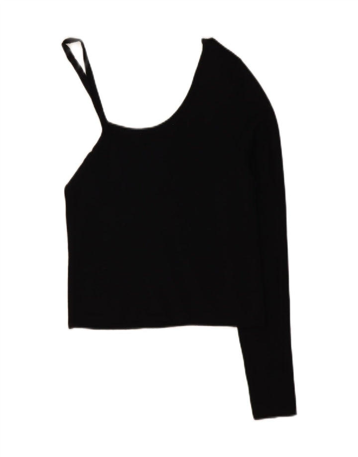 Zara Damen Crop One Shoulder Top UK 8 Small Schwarz