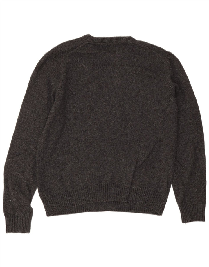 JOHN LEWIS Herren-Pullover mit Rundhalsausschnitt, groß, graue Merinowolle