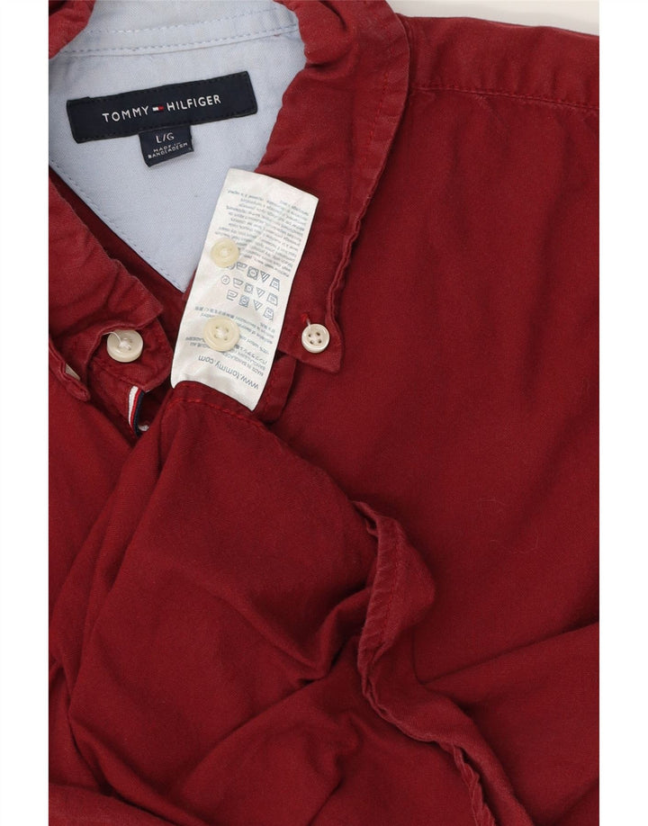 TOMMY HILFIGER Herrenhemd Große Burgunderrote Baumwolle