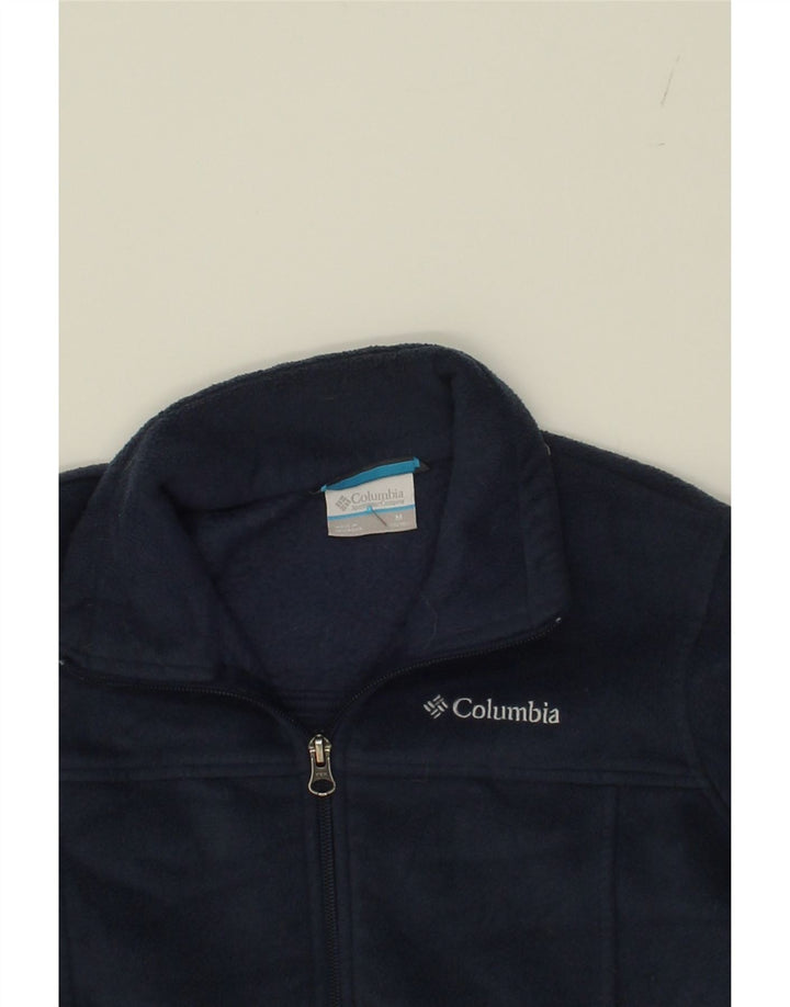 COLUMBIA Girls Fleece Jacket 10-11 Years Medium Navy Blue Polyester Vintage Columbia and Second-Hand Columbia from Messina Hembry 