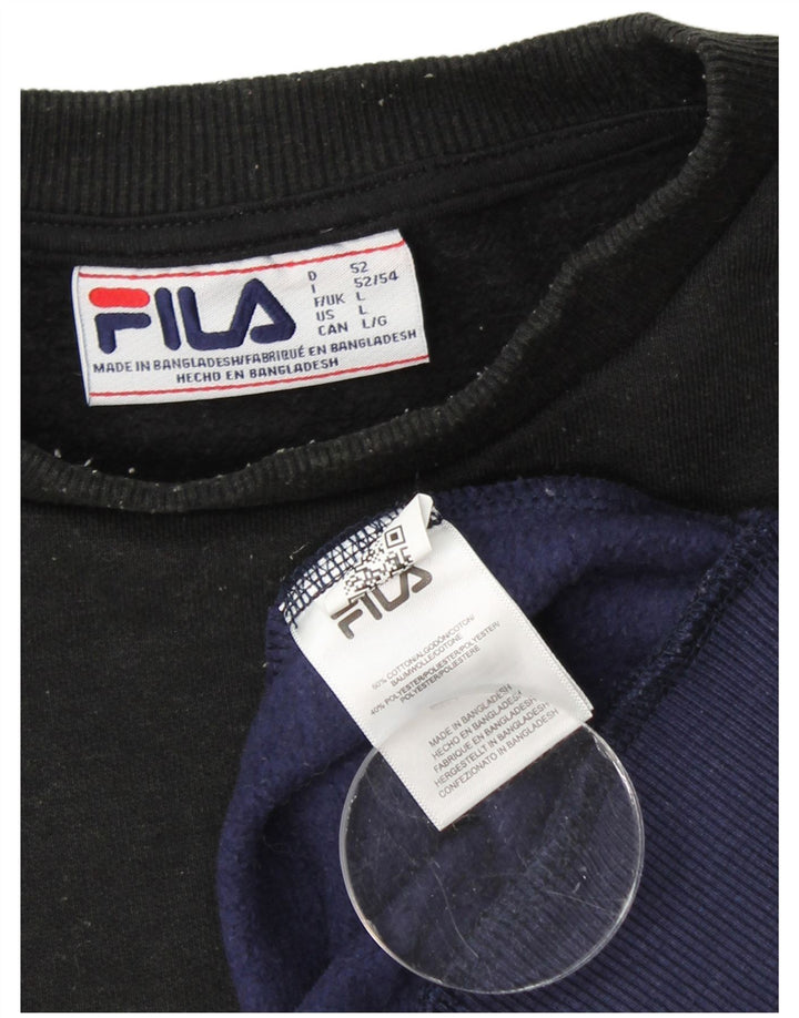 FILA Herren-Sweatshirt mit Grafik, groß, marineblau, Colourblock-Baumwolle