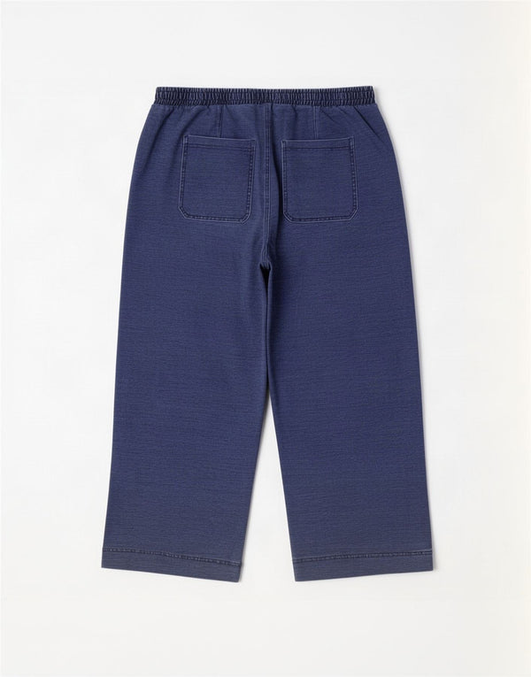 Marks & Spencer Womens Wide Leg Chino Trousers UK 18 XL W36 L28 Blue Cotton