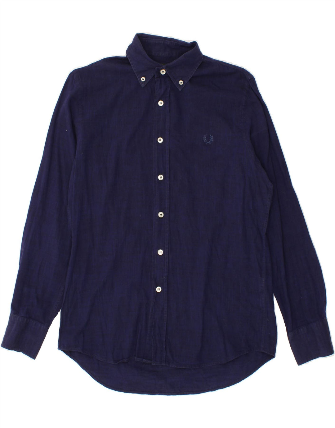 FRED PERRY Mens Slim Fit Shirt Small Navy Blue Cotton Vintage Fred Perry and Second-Hand Fred Perry from Messina Hembry 