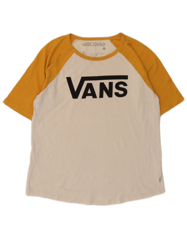Vans Mens Graphic T-Shirt Top Medium White Colourblock Cotton