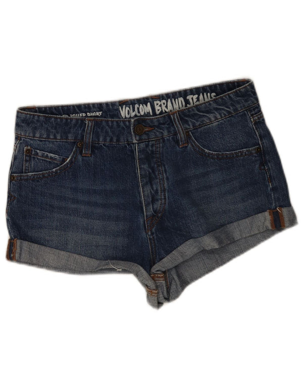 Volcom Damen Jeansshorts W28 mittelblaue Baumwolle