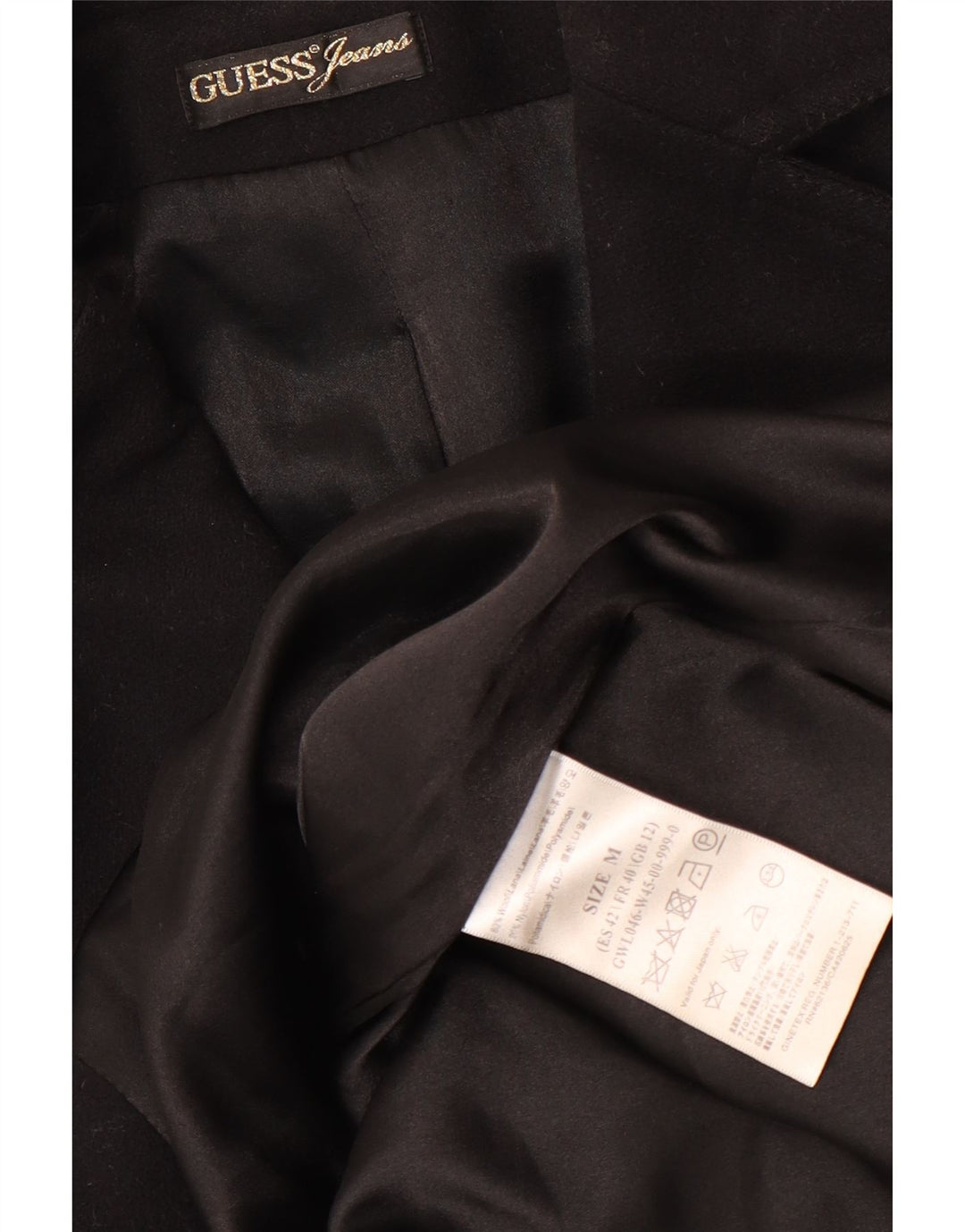 Guess Damenmantel UK 12 Mittelschwarze Wolle