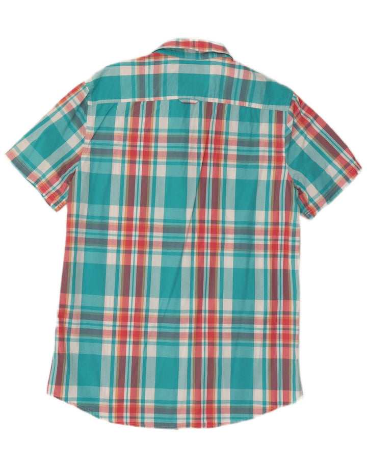 Crew Clothing Herren-Kurzarmhemd, groß, blau kariert, Baumwolle