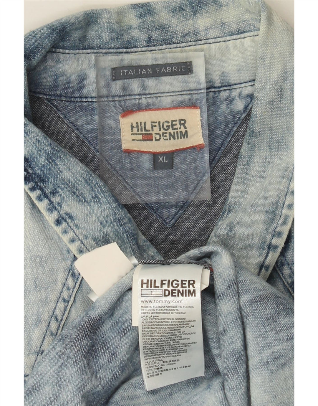 Tommy Hilfiger Herren Jeanshemd XL, blaue Baumwolle