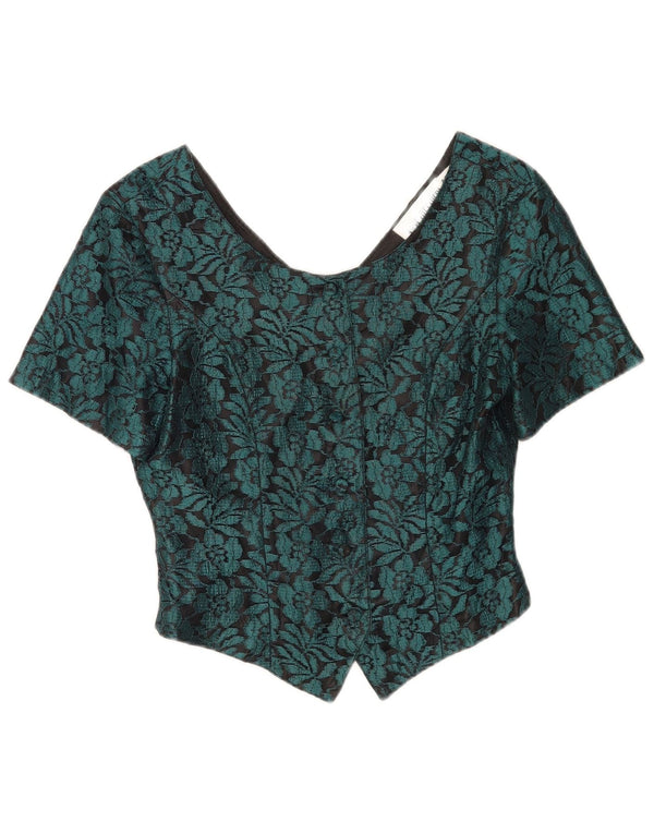 Together Damen Crop Kurzarm-Hemdbluse UK 10 Small Green Floral