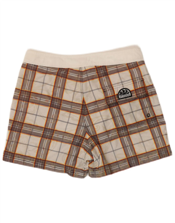 Sundek Herren-Badeshorts, mittelweiß, kariert, Polyester