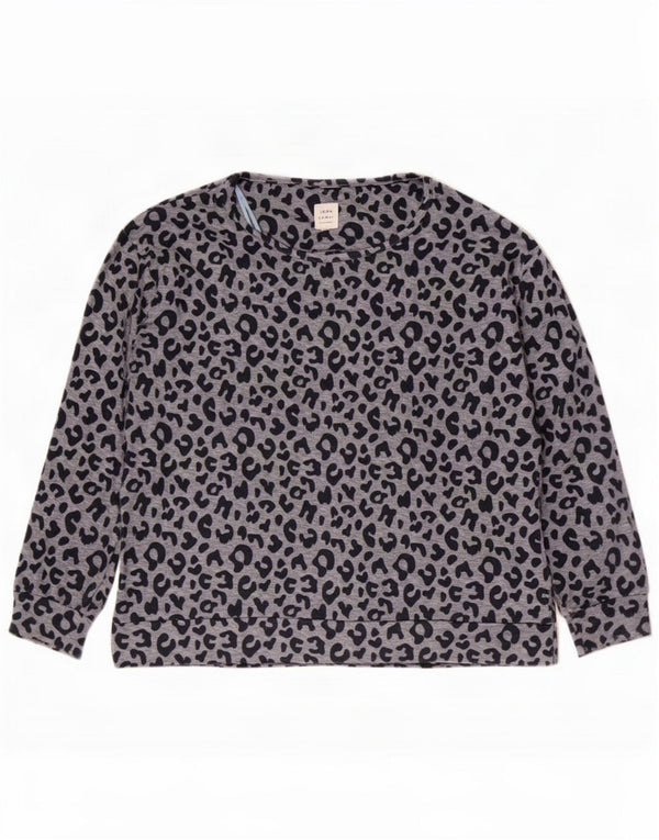 John Lewis übergroßer Sweatshirt-Pullover für Damen, UK 16, groß, grauer Tierdruck