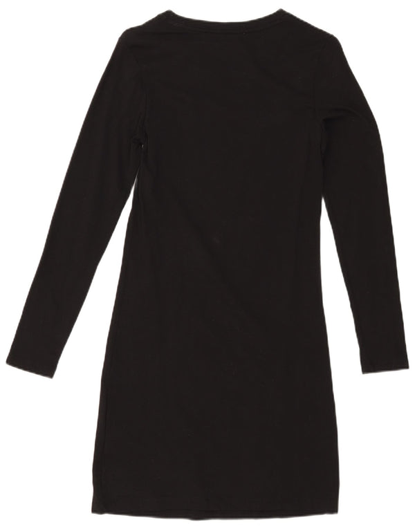 Calvin Klein Jeans Damen Grafik-T-Shirt-Kleid UK 10 Small Schwarz