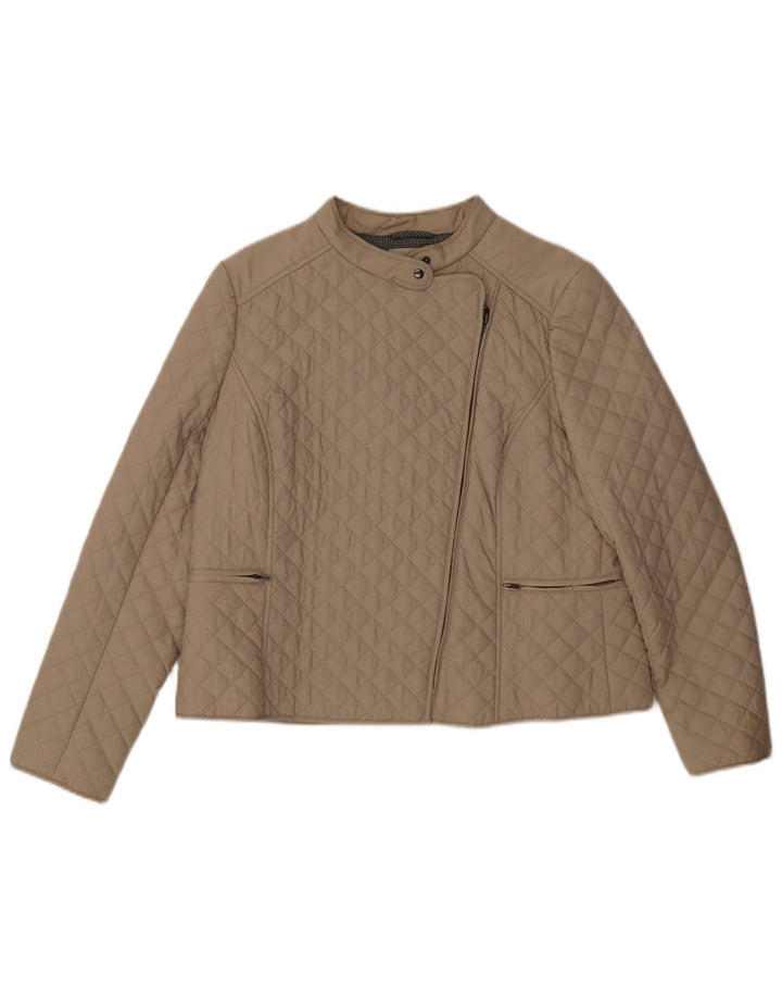 Hobbs Damen Crop Quilted Jacket UK 16 Large Beige Baumwolle