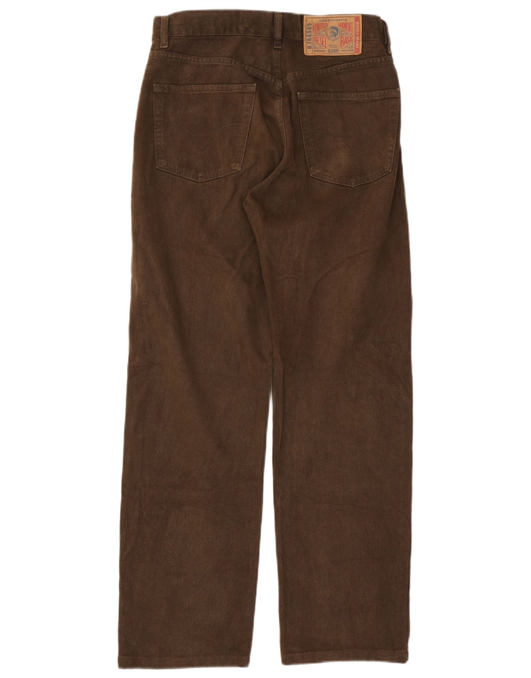 Diesel Herren Straight Jeans W32 L30 Braune Baumwolle