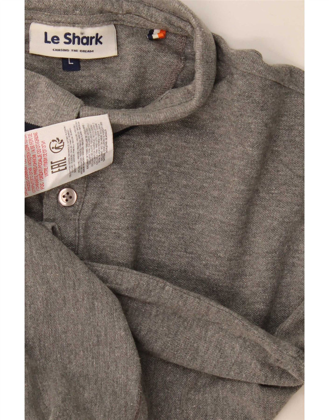 Le Shark Herren-Poloshirt, groß, graue Baumwolle