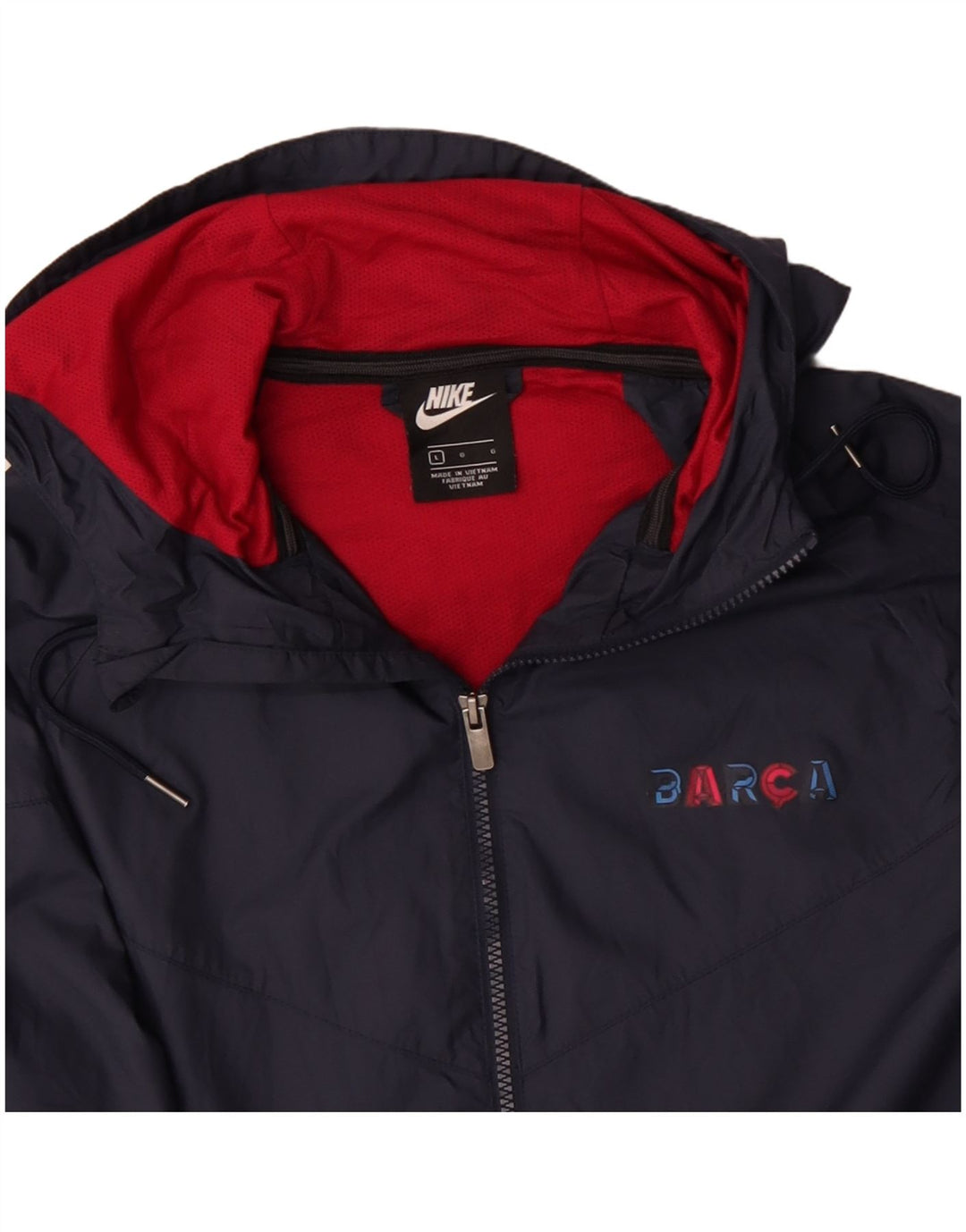 NIKE Herren Barcelona Kapuzen-Trainingsanzug-Oberteil, große Jacke aus marineblauem Polyester