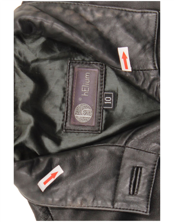 Helium Damen Ledermantel UK 10 Small Schwarz