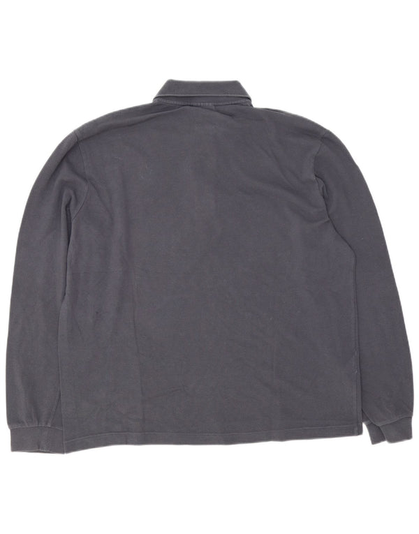 LACOSTE Mens Long Sleeve Polo Shirt Size 5 Large Navy Blue Cotton