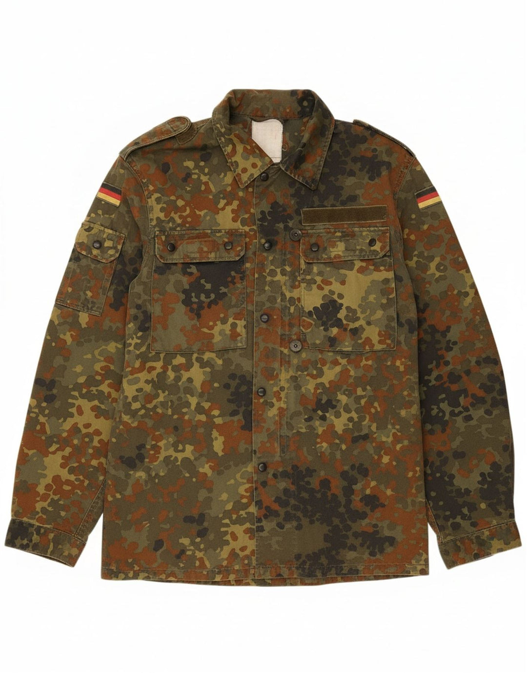 VINTAGE Mens Overshirt Military Shirt Medium Khaki Camouflage