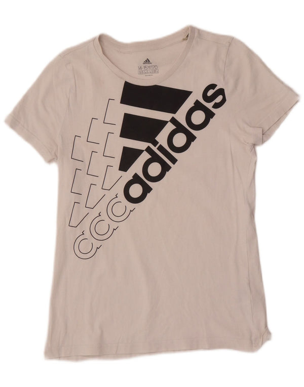 Adidas Boys Graphic T-Shirt Top 14-15 Years White Cotton