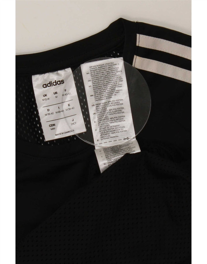Adidas Damen Climalite T-Shirt Top UK 12/14 Medium Schwarz Polyester