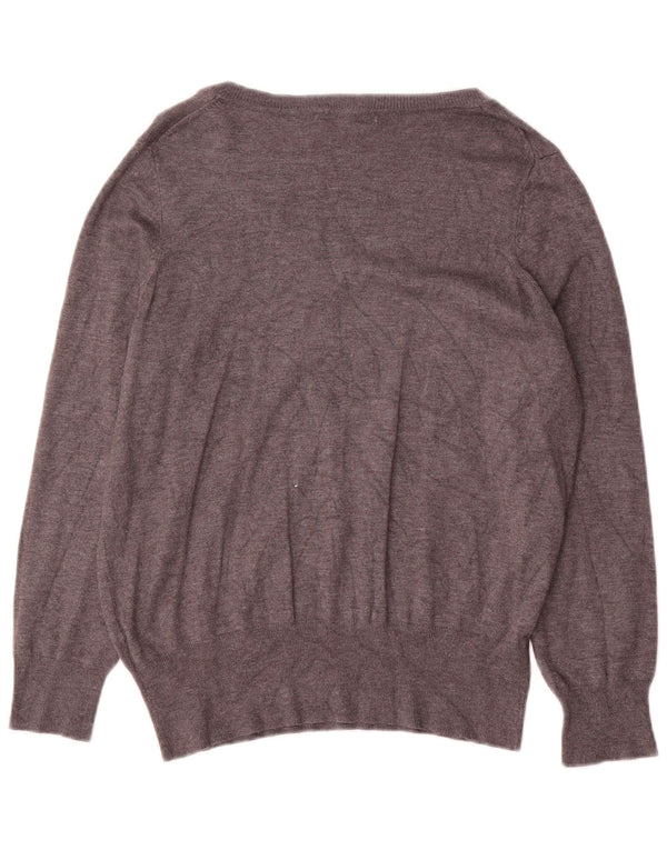 Marks & Spencer Damen-Pullover mit V-Ausschnitt, Gr. 18, XL, graue Viskose