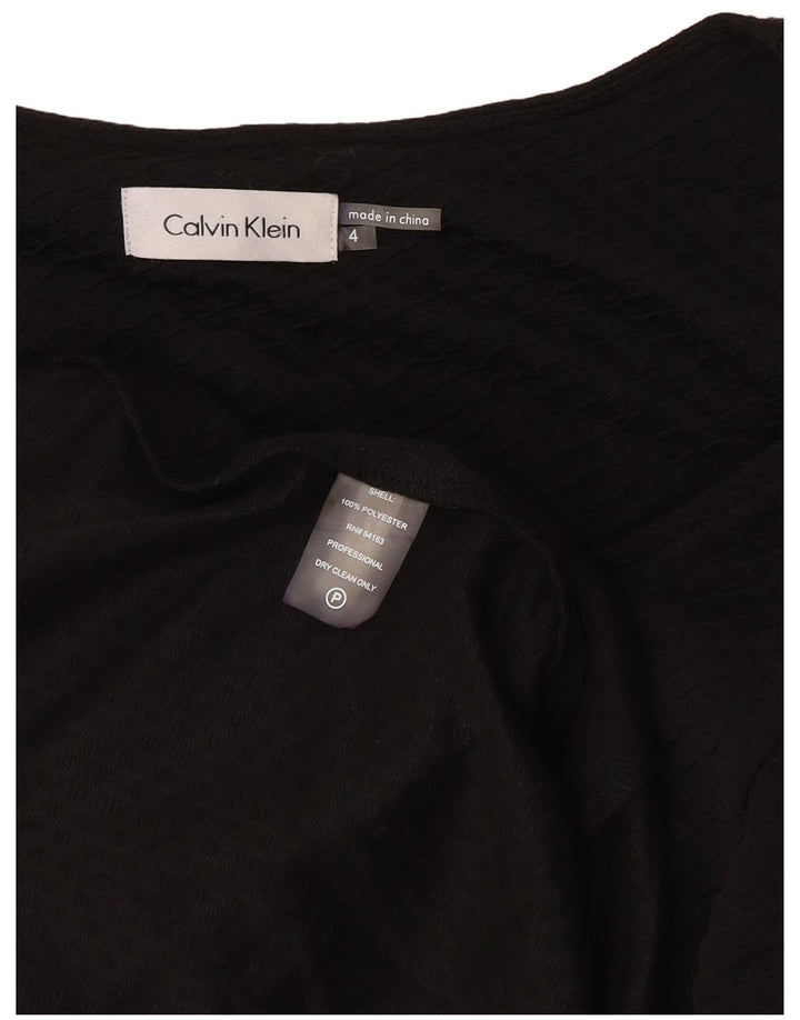 CALVIN KLEIN Damen ärmelloses A-Linien-Kleid US 4 Small Schwarz Polyester