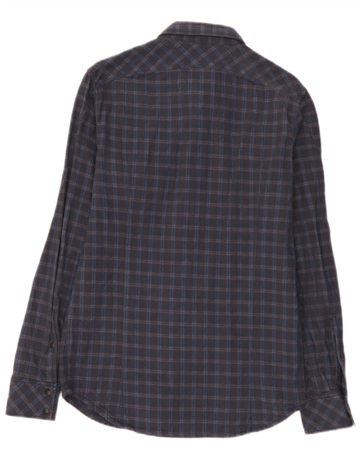 G-Star Herren-Flanellhemd, mittelblau, kariert, Baumwolle