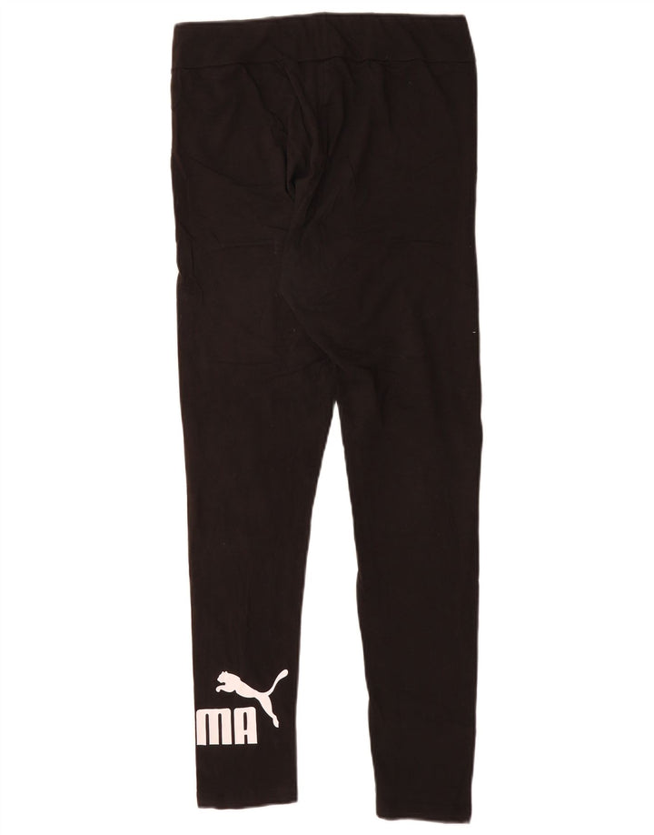 PUMA Damen Graphic Leggings UK 14 Large Schwarz Baumwolle