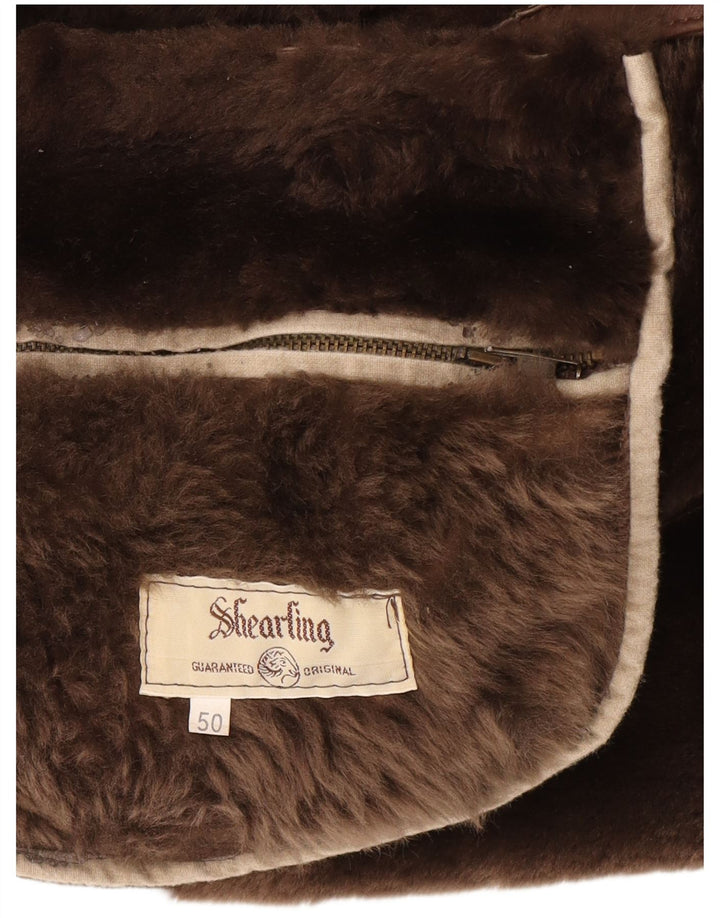 Vintage Herren Shearling Jacke IT 50 Großes braunes Shearling